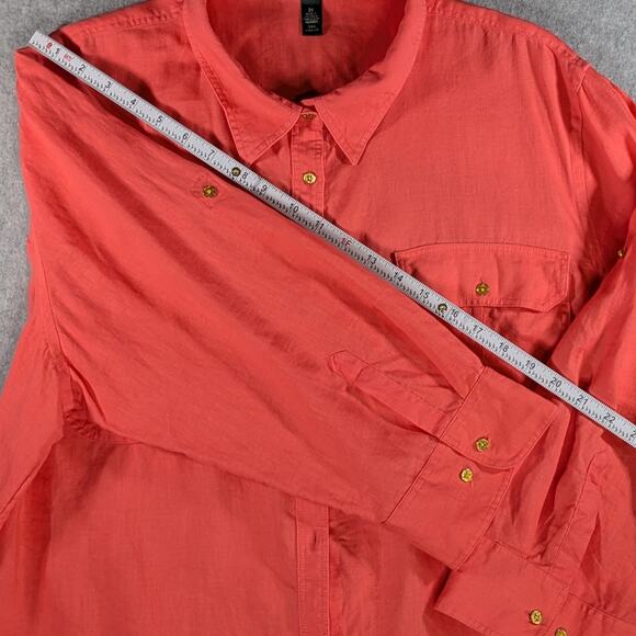 Lauren Ralph Lauren 3X Salmon Pink 100% Linen Button Up Shirt Long Sleeve Women - Picture 11 of 11